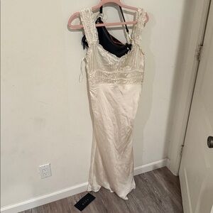 ASTR the label Enola Satin Smocked Midi Dress Size M